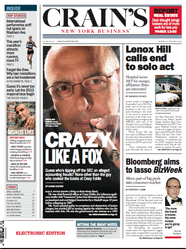 Article: Crazy Like A Fox, Crain's NY Business, October 5-11, 2009