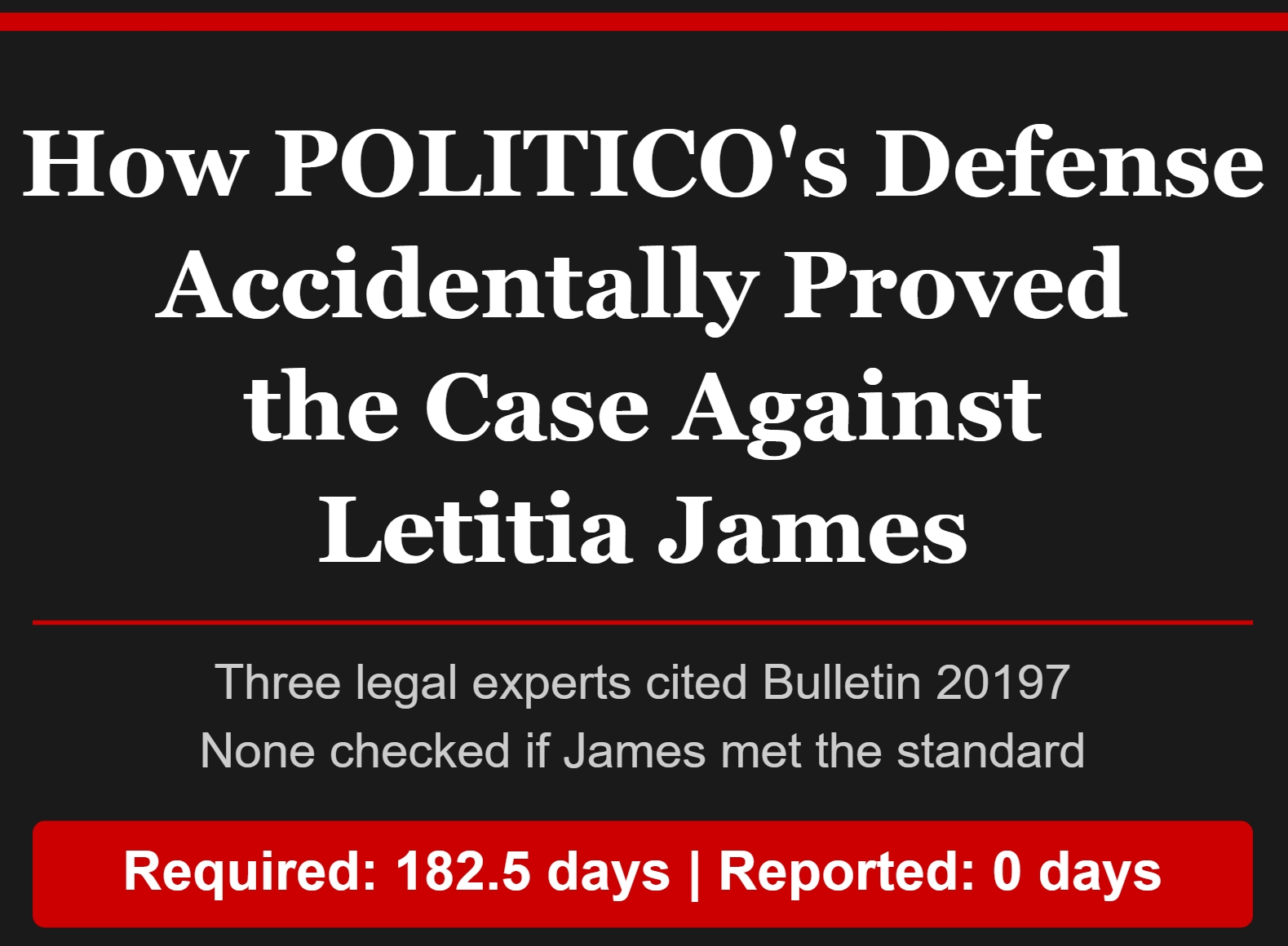 How POLITICO's Defense Actually Proved the Case Against Letitia James